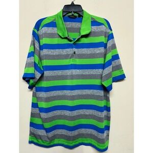 Walter Hagen Golf Polo Shirt Men's XL Green Blue Stripe Performance